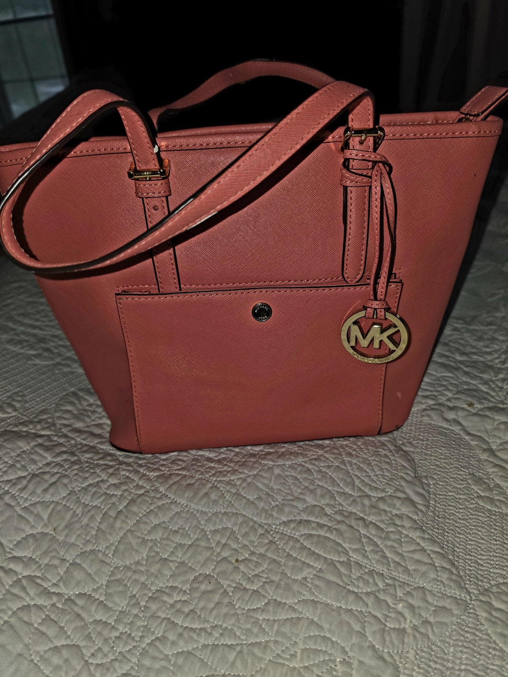 Michael Kors Coral Saffiano Leather Tote Bag
